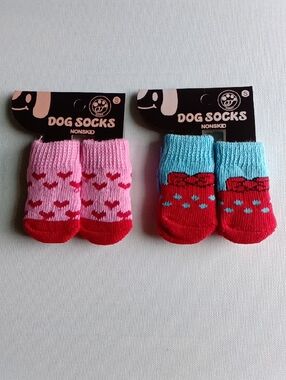 (2pack) Anti-Slip Dog 🐶 Socks & Cat 😺 Socks Paw Protector Size Small